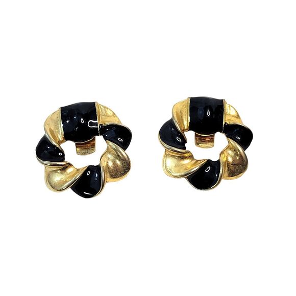 Bluette Other - Vintage Bluette Shoe Clips Gold Tone Black Enamel Made In France